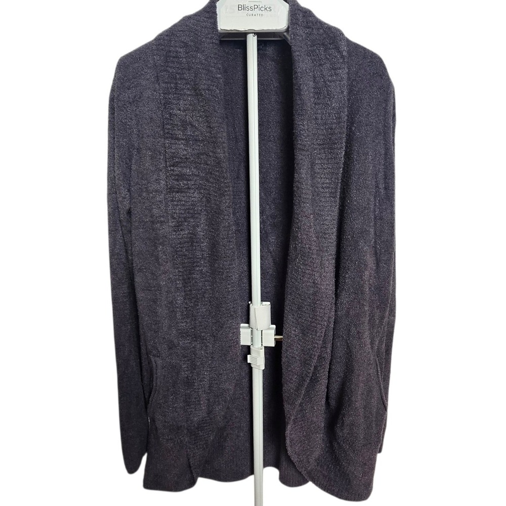 Barefoot Dreams Cozychic Lite Cardigan L/XL Charcoal Gray Shawl Collar Cozy Soft